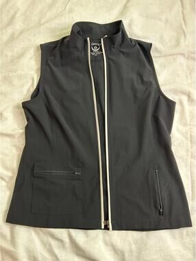 Chico's Zenergy Black & White Zip-Front Travel Vest Lightweight Size 1